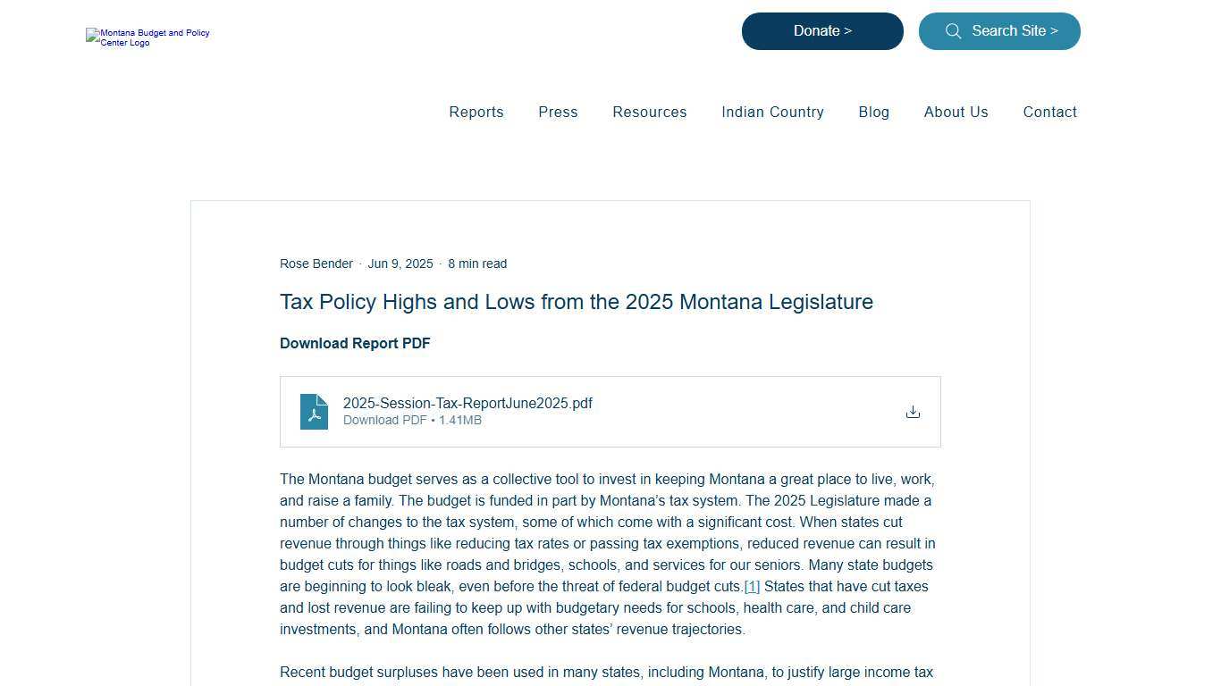 Tax Policy Highs and Lows from the 2025 Montana Legislature
